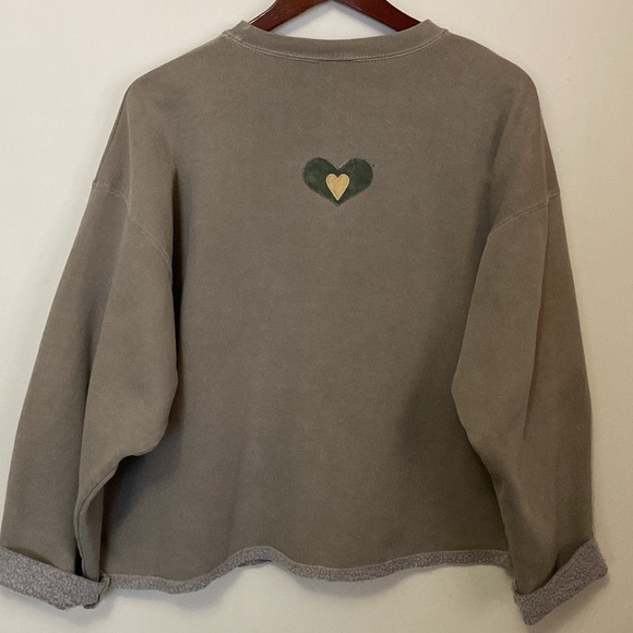 Anvil Women's Upcycled Cottagecore Sweatshirt Cardigan Quilted Clover Design XL - Picture 4 of 9